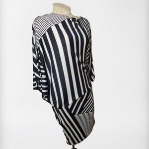 Asymetrical bodycon dress stripes size S